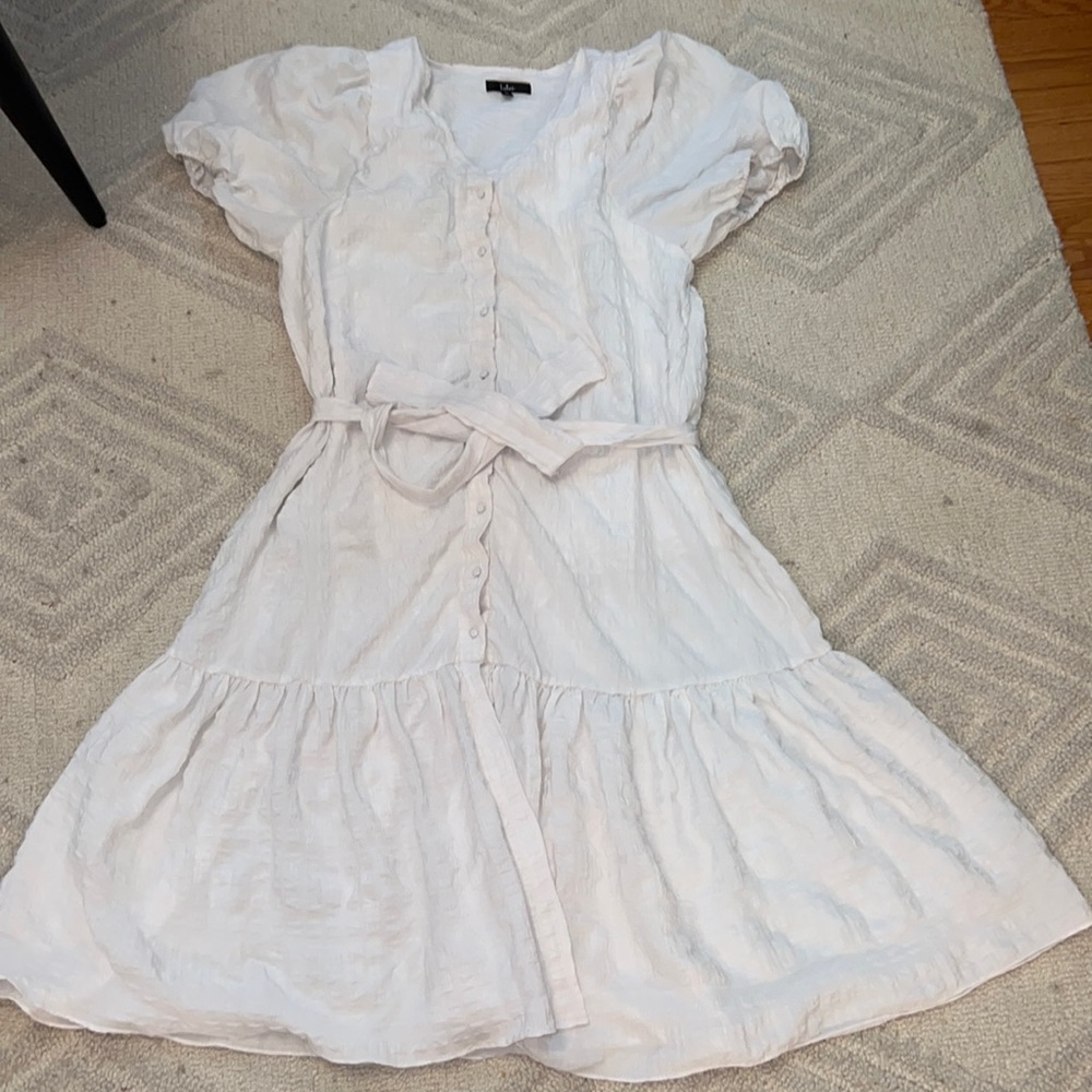 Lulus Women’s White Dress Puffy Sleeve | XL, Extra Large